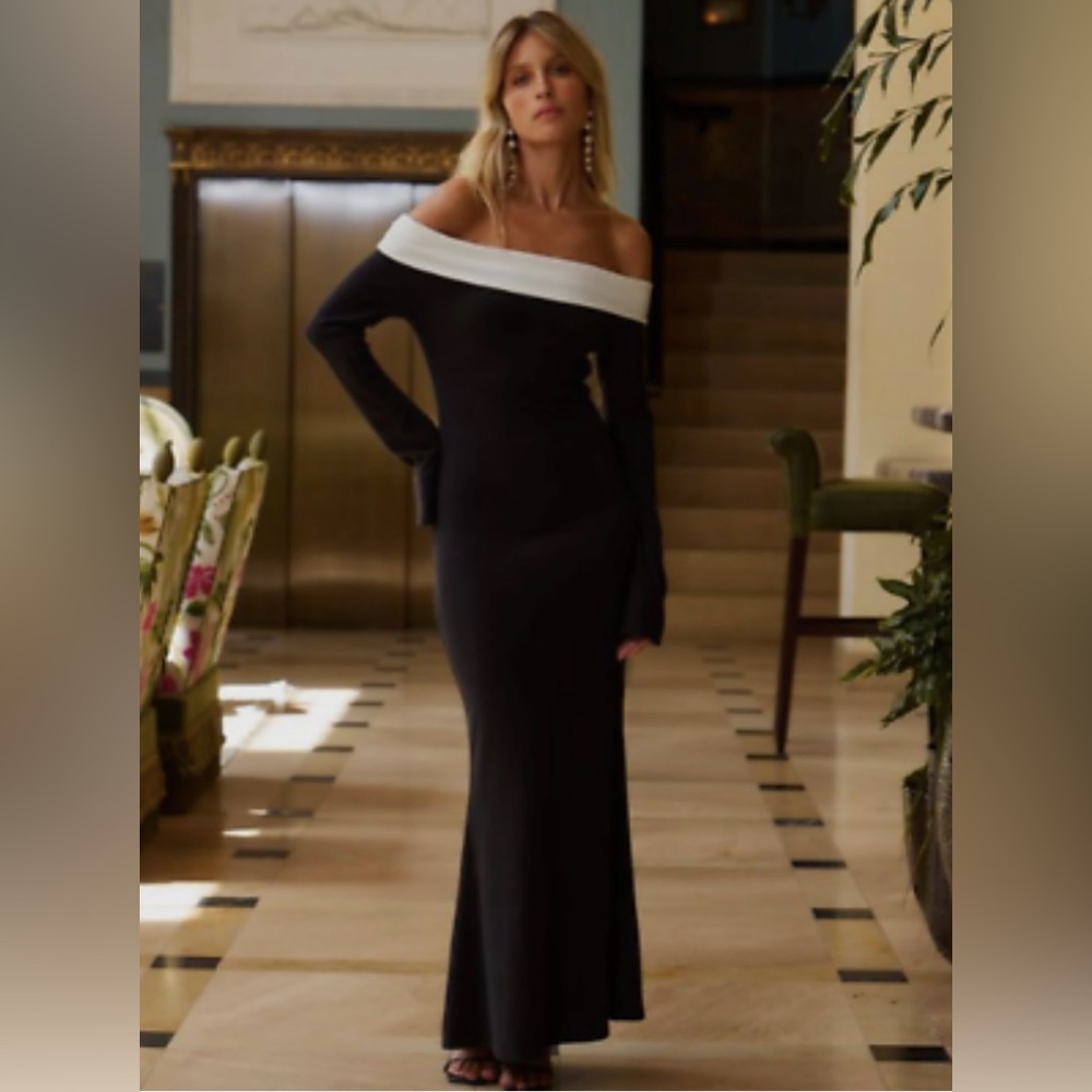 12th Tribe maxi knit off the shoulder dress